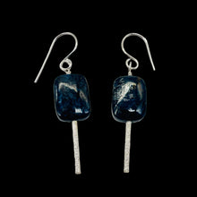 Load image into Gallery viewer, Pietersite Rectangle Bead Sterling Silver Earrings | 1 3/4" | Black Blue |