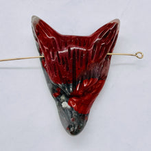 Load image into Gallery viewer, Red Jasper Carving Wolf Head Pendant Bead | 40x30x10mm | Red | 1 Bead |