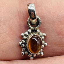 Load image into Gallery viewer, Amber Sterling Silver Bezel Set Pendant | 1/2" Long | Amber | 1 Pendant |