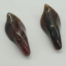 Load image into Gallery viewer, Fancy Jasper Lily Carved Flower Beads | 35x16x12mm | Pink, Burgundy | 2 Beads |