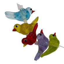 Load image into Gallery viewer, Lampwork Glass Birds | Blue, Yellow, Red, Green, Purple | 25x12x8mm | 5 Beads |