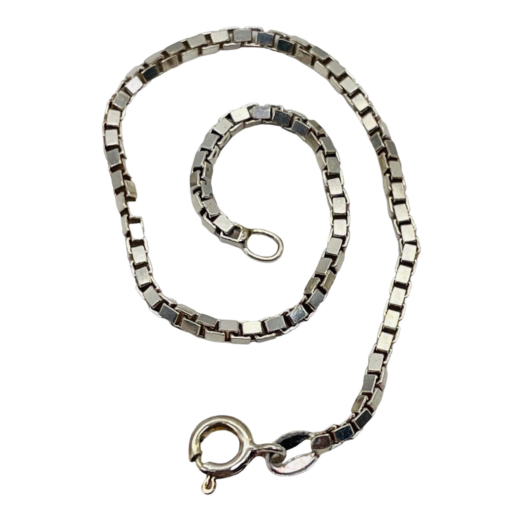 Italian Sterling Silver Large Box Chain Bracelet/Anklet | 2mm | 8