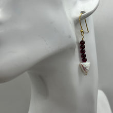 Load image into Gallery viewer, Natural Garnet and Triangle Pearl 14KGF Earrings | 1 1/4 Inch Long |