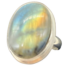 Load image into Gallery viewer, Labradorite Sterling Silver Oval Stone Ring | 8.5 | Blue Orange Flash | 1 Ring |