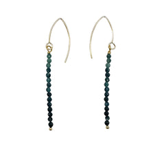 Load image into Gallery viewer, Sapphire AAA Faceted Bead Yellow Gold Earrings | Blue, Dark Blue | 2" Long|