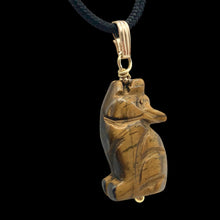 Load image into Gallery viewer, Tiger's Eye Wolf Pendant Necklace | Semi Precious Stone Jewelry | 14k Pendant