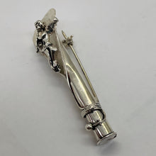 Load image into Gallery viewer, Cupid with Flute Sterling Silver Long Bell Pin | 2" Long | Silver | 1 Lapel Pin|