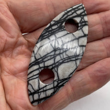 Load image into Gallery viewer, Picasso Jasper Marquis Pendant Bead | 77x32x5mm | Gray Black | 1 Bead |