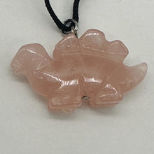 Load image into Gallery viewer, Rose Quartz Stegosaurus Dinosaur Pendant Necklace | 3/4' Long | Pink |