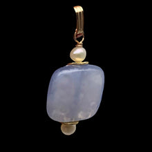 Load image into Gallery viewer, Blue Chalcedony 14K Gold Filled Drop Pendant | 1 3/8" Long |
