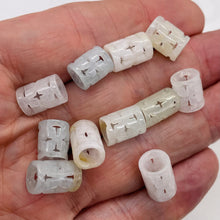 Load image into Gallery viewer, Jade AAA Carved Barrel Beads | 11x9mm | White | 1 Bead |