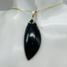 Load image into Gallery viewer, Psilomelane AAA with Spakling Crystals Marquise Pendant | 48x20x8mm | Black |