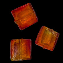 Load image into Gallery viewer, Flame Red Lampwork Glass Silver Foil Focal Beads | 20x20x6mm | 3 Beads |