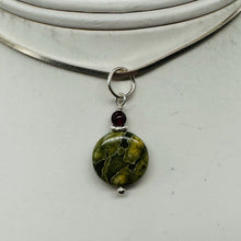Load image into Gallery viewer, Raintree Rhyolite Jasper Sterling Silver Pendant | 1" Long | Green, Pink |