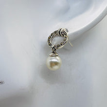 Load image into Gallery viewer, Pearl Marcasite Sterling Silver Post Dangle Earrings | 7mm | White | 1 Pair |