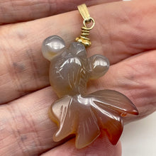 Load image into Gallery viewer, Hand Carved Carnelian Agate Koi Gold Fish Pendant | 1 3/4" Long |