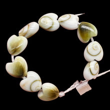 Load image into Gallery viewer, Shiva Shell Parcel Heart Cut Beads | 6x3mm | White, Tan | 10 Beads