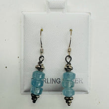 Load image into Gallery viewer, Aquamarine Dangling Sterling Silver Earrings | 1 1/2" Long | Blue, Silver |
