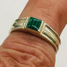 Load image into Gallery viewer, Green Malachite Square Sterling Silver Ring Size 6 Natural Gemstone Jewelry