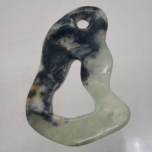 Load image into Gallery viewer, Serpentine New Jade 14g Irregular Loop Pendant Bead | 54x40x5mm | Gray, White |