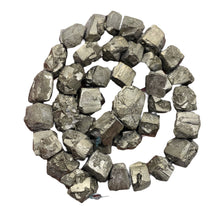 Load image into Gallery viewer, Pyrite Crystals Nugget 18" Strand | 19x13 to 13x10 | Silver Gold | 38 Beads|