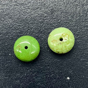 Gaspeite High Grade 7mm Rondelle Beads | 7mm | Green Brown | 2 Beads |