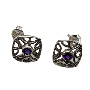 Amethyst in Sterling Silver Post Earrings | 8mm | Purple | 1 Pair |