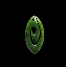 Load image into Gallery viewer, Surfer Wave Carved Nephrite Jade 40x20mm Bead Pendant 10206