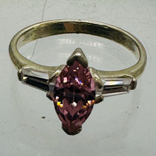 Load image into Gallery viewer, Pink Zirconia Promise Ring Sterling Silver White Side Stones Size 6