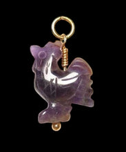 Load image into Gallery viewer, Cock A Doodle Doo! Purple Amethyst Hand Carved Rooster 14Kgf Pendant 509296AMG