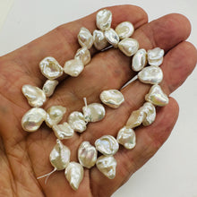 Load image into Gallery viewer, Natural Keshi Freshwater Pearl Half Strand Creamy White 26 Rose Petal Pearls