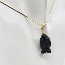 Load image into Gallery viewer, Obsidian Penguin Pendant Necklace | Semi Precious Stone Jewelry | 14K Pendant