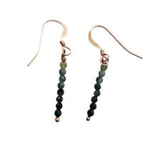 Load image into Gallery viewer, Sapphire AAA Faceted Bead Rose Gold Earrings | Blue, Dark Blue | 1 1/4" |