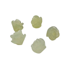 Load image into Gallery viewer, 5 Elegant Carved Green Jade Rose Flower Button Beads 10784B | 10x11mm | Light Green
