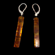 Load image into Gallery viewer, Amber Rectangle Dangle Sterling Silver Earrings | 2" Long | Amber | 1 Pair |