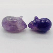Load image into Gallery viewer, Two Amethyst Carved Mouse Animal Beads | 19x11x11 mm | Purple