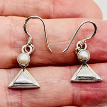 Load image into Gallery viewer, Fresh Water Pearl Sterling Silver Triangle Earrings | 1" Long | White | 1 Pair |
