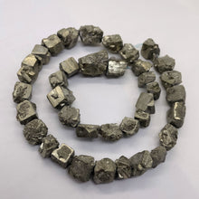 Load image into Gallery viewer, Pyrite Crystals Nugget 18" Strand | 19x13 to 13x10 | Silver Gold | 38 Beads|