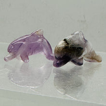 Load image into Gallery viewer, Jumping! 2 Carved Amethyst Dolphin Animal Beads