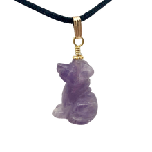 Load image into Gallery viewer, Amethyst Dog Pendant Necklace | Semi Precious Stone Jewelry | 14k Pendant