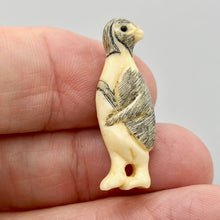 Load image into Gallery viewer, Waterbuffalo Bone Tuxedo Penguin | 32x11x6.5mm | Cream/Black | 1 Bead