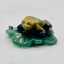 Load image into Gallery viewer, Ribbit 1 Lapis Frog On Aventurine Lily pad Pendant | 28x28.5x11mm | Blue