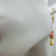 Load image into Gallery viewer, Rhodocrosite Mother of Pearl 14K Gold Filled Drop Earrings | 1 3/4"| Pink White|