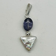 Load image into Gallery viewer, Iolite and Pearl Sterling Silver Pendant |1 3/8" Long| Purple, White| 1 Pendant|