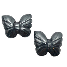 Load image into Gallery viewer, Iron Butterfly 2 Hematite Butterfly Animal Beads | 21x18x5mm | Silver black