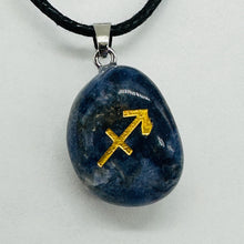 Load image into Gallery viewer, Zodiac Sagittarius Sodalite Stone Pendant | 1 1/2" Long| Blue, White| 1 Pendant|