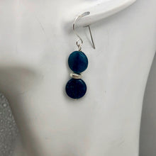 Load image into Gallery viewer, Dazzle Blue Apatite 10mm Coin Sterling Silver Earrings | 1 1/2 Inch Drop |