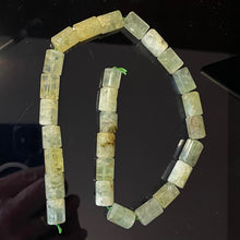 Load image into Gallery viewer, Tourmalated Prehnite Half-Strand Tube Beads | 16x11mm | Green Black | 13 Beads |