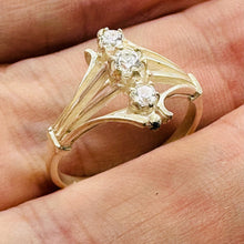 Load image into Gallery viewer, Three Stone Cubic Zirconia Promise Ring Sterling Silver Size 6.75