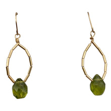 Load image into Gallery viewer, Natural Green Peridot Briolette &14k Earrings 200867